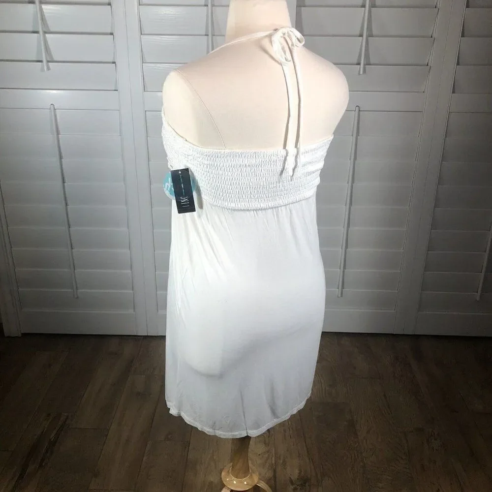 NEW Inc Beach White Swim Cover Large Beach Dress Rayon Crochet A Line